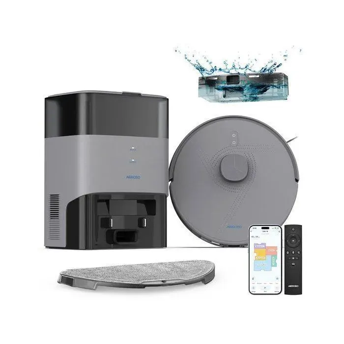 AIRROBO L50+ Aspirateur Robot laveur avec station auto-vidange brosse caoutchouc anti-nœuds idéal poils d’animaux autonomie 240 min