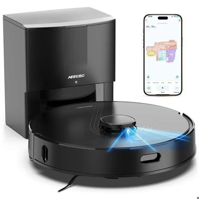 AIRROBO Q20+ Aspirateur Robot Laveur 8000 Pa Cartographie LiDAR 150min Autonomie Capacité 75 Jours Grand sac à poussière de 35L