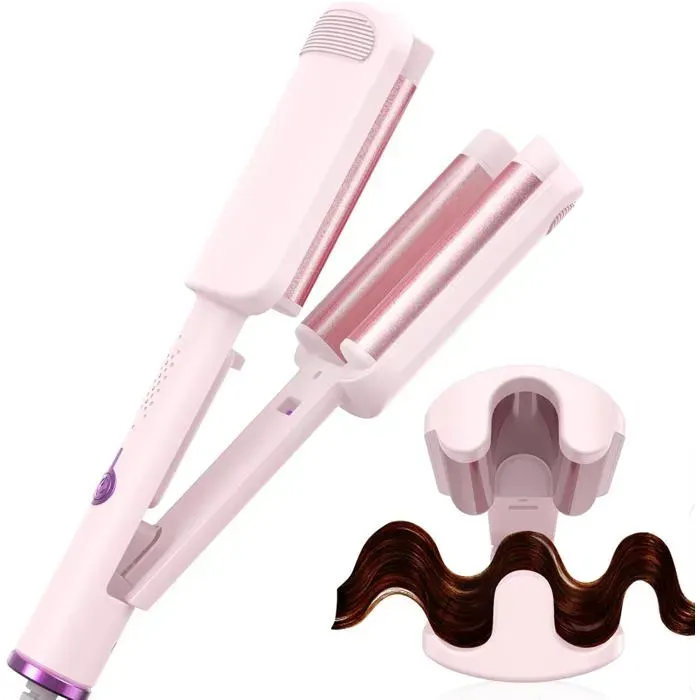 Aiseely Boucleur A Cheveux 3 Tete 32Mm Fer À Friser-Grandes Boucles 4 Températures Réglables Anti-Brûlure Convient Aux Débutan