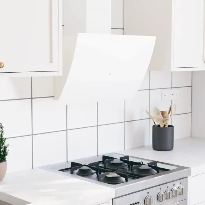 AKOZON Hotte murale 60 cm Acier et verre trempé Blanc - AKO7867917056178