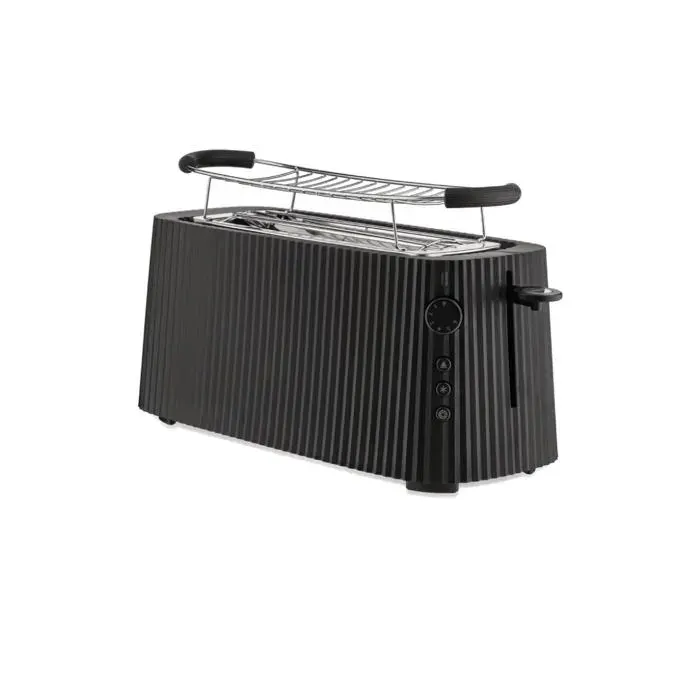 ALESSI Plissé Grille-pain long avec chauffe-brioche Noir