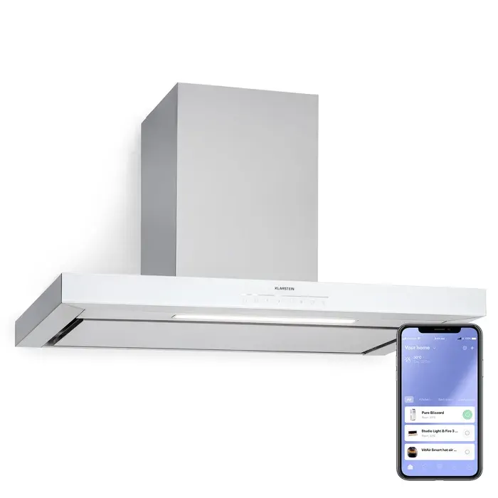 Alinea 90cm 555m³/h Hotte Murale Argent/Blanc