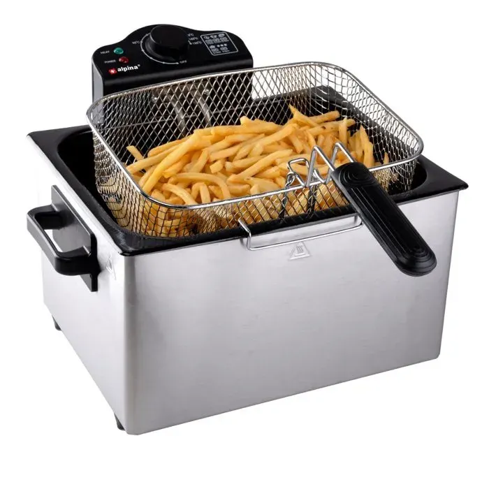 alpina Friteuse Huile 5 Litres - Double Bac avec 3 Paniers