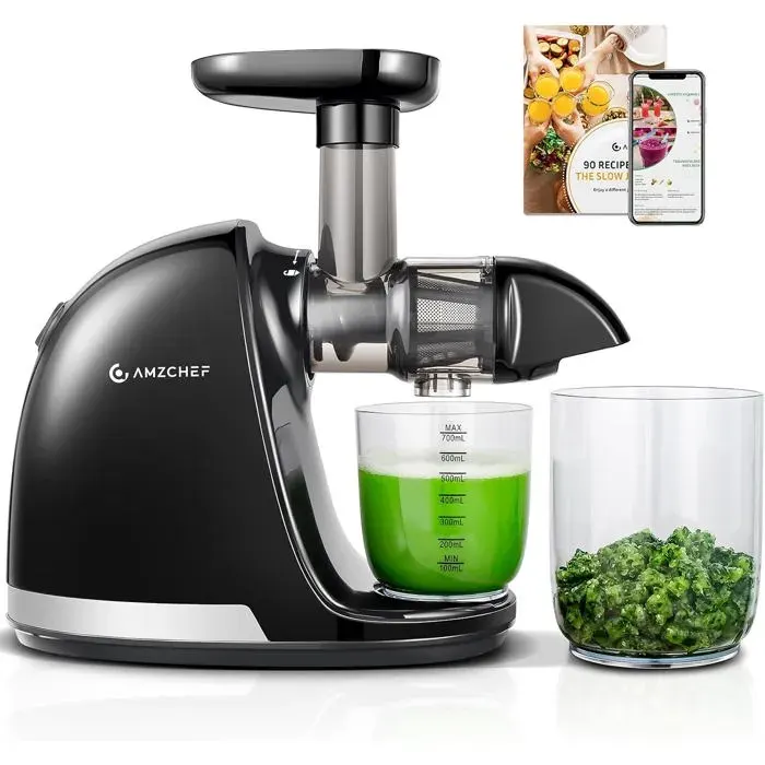 AMZCHEF Extracteur de Jus de Fruits et Légumes Extracteur Jus Lent Presse-agrumes sans BPA Rendement en jus de 99 % Rouge