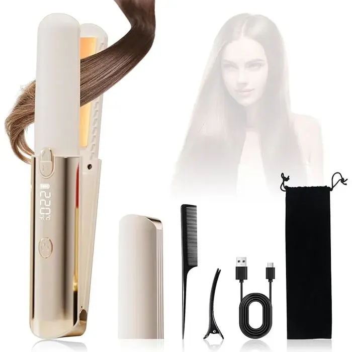 Anluomafuy Lisseur Cheveux Fer à Lisser Mini pour Cheveux Courts Petits Lisseurs de Voyage et Plaques en Céramique Blanc LISSEUR