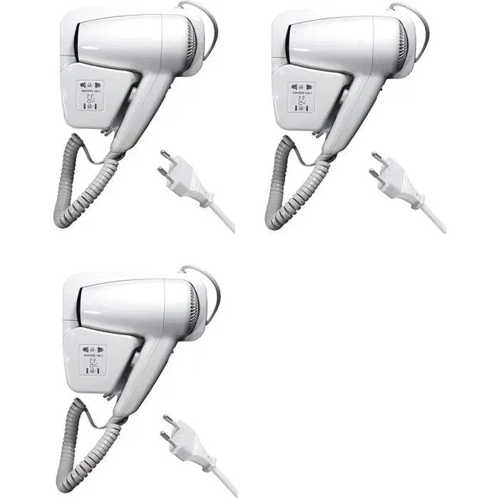 AntDau71® - 3 pièces Sèche-cheveux Mur Téléphone Pour Hôtels Hôtel Gym Salle de bain Vestiaires B&B