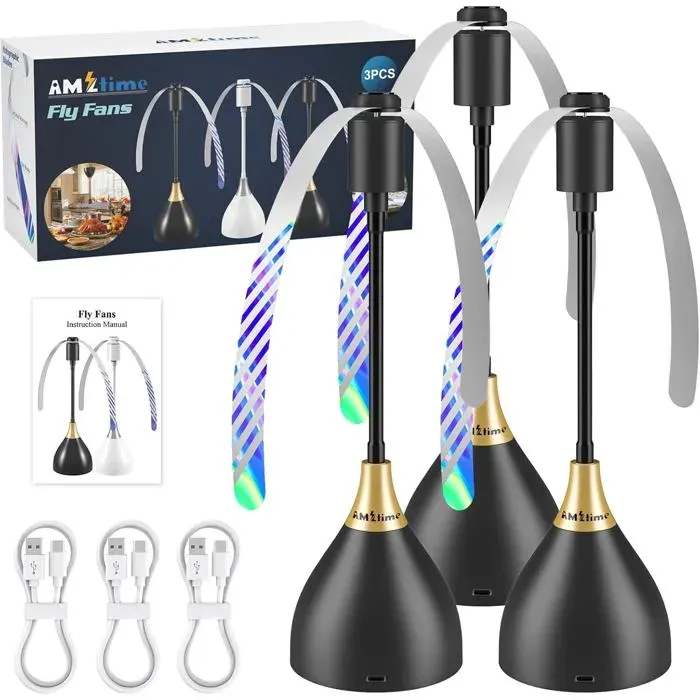 Anti Mouche Ventilateur Anti Mouche de Table Anti Mouche Exterieur Table de Cuisine Ventilateur Anti Mouche Appareil (3PCS)