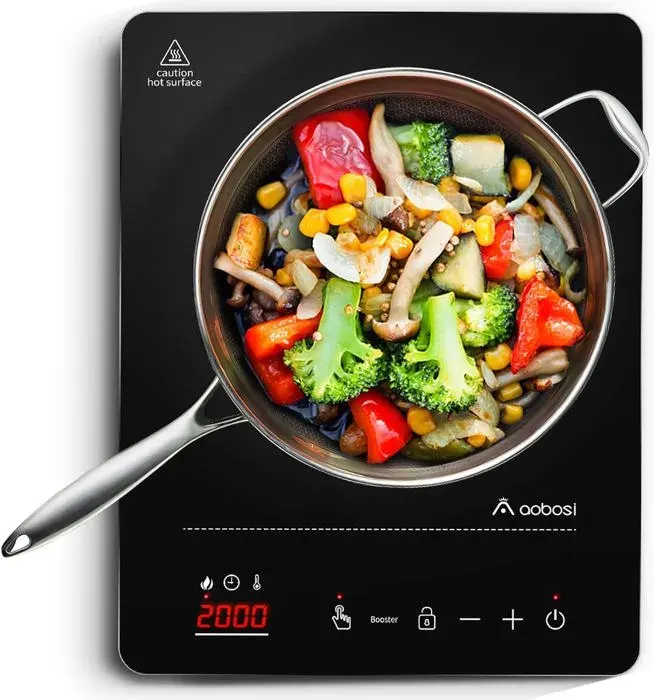 Aobosi Plaque De Cuisson À InductionPlaque À Induction Portable20 Niveaux De Puissance Et 20 Niveaux De TempératureTaille Compa