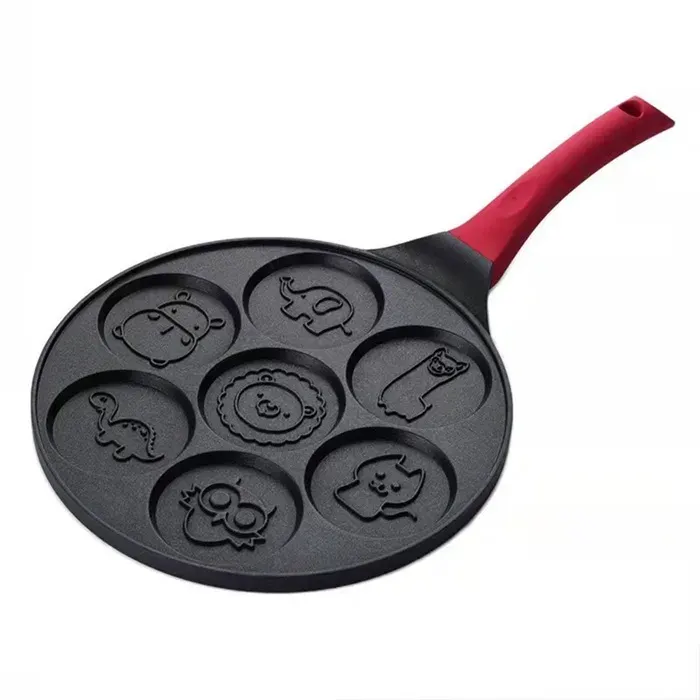 Appareil à crêpes mini 7 trous motifs cartoons antiadhésif pour enfants petit déjeuner