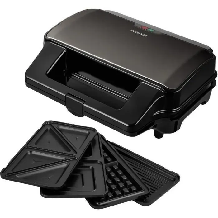 Appareil à croque-monsieur 4 en 1 Sencor SSM 9978BK - 4 plaques interchangeables - Boîtier CoolTouch - 900 W - Noir