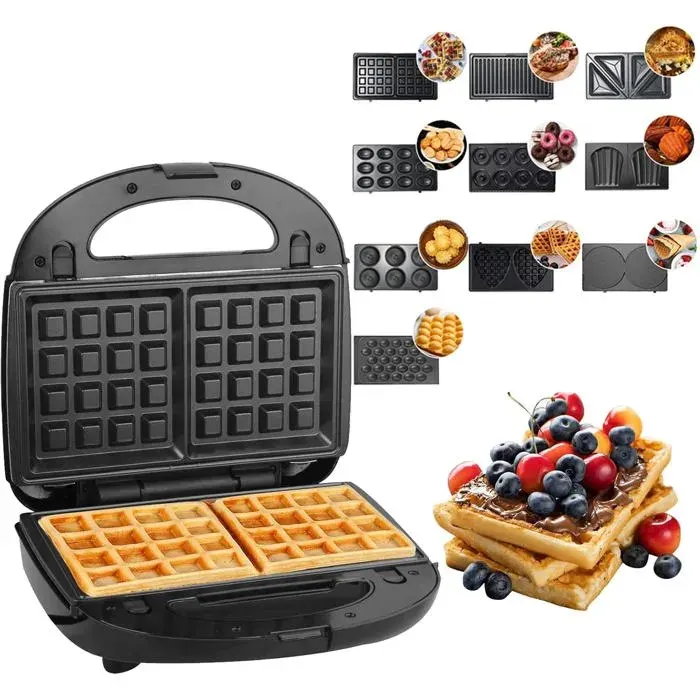 Appareil À Croque Monsieur 750W Machine À Sandwich Presse À Panini Électrique Plaques Antiadhésives Et Détachable Gaufri[PE160]
