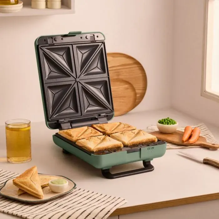 Appareil à croque-monsieur et gaufrier - CREATE - Plaques interchangeables - Grill - Gaufres - Croque-monsieur
