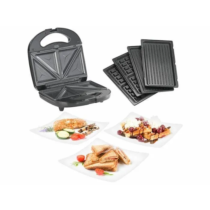 Appareil à croque-monsieur - ROSENSTEIN & SOHNE - 800 W - Noir - Gaufrier et grill - 23x13 cm