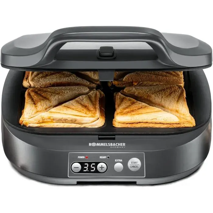 Appareil À Croque-Monsieur St 1800 4 Sandwichs Xl Revêtement Antiadhésif Minuterie De 15 Minutes Arrêt Automatique Boît[PE408]