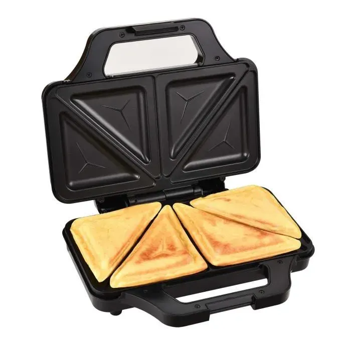 Appareil à croque monsieur TKG SM 3008 - Plaques triangulaires - Revêtement antiadhésif - 900W - Noir
