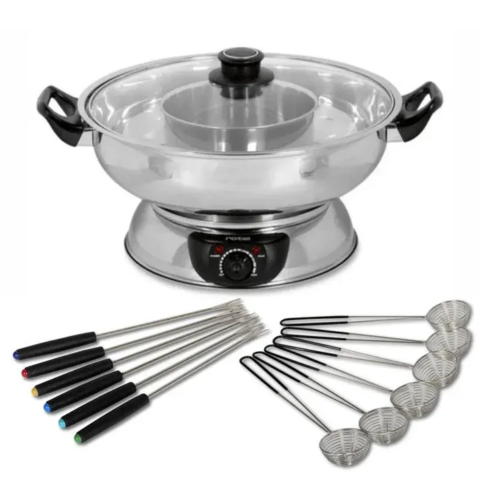 Appareil à fondue chinoise 2 compartiments avec fourchettes et passoires Rotel