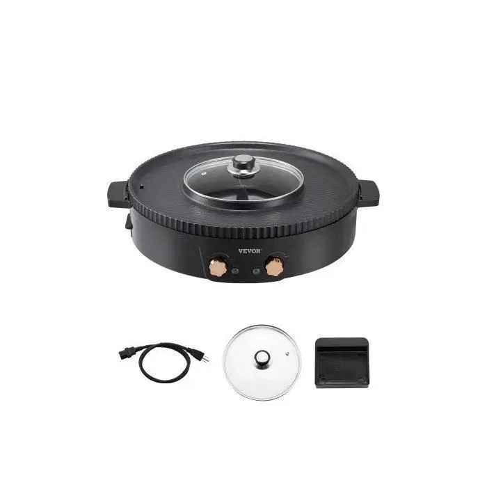 Appareil à Fondue Chinoise avec Gril 2-en-1 Hot Pot Électrique 1800 W Fondue Électrique avec Double Contrôle de Température