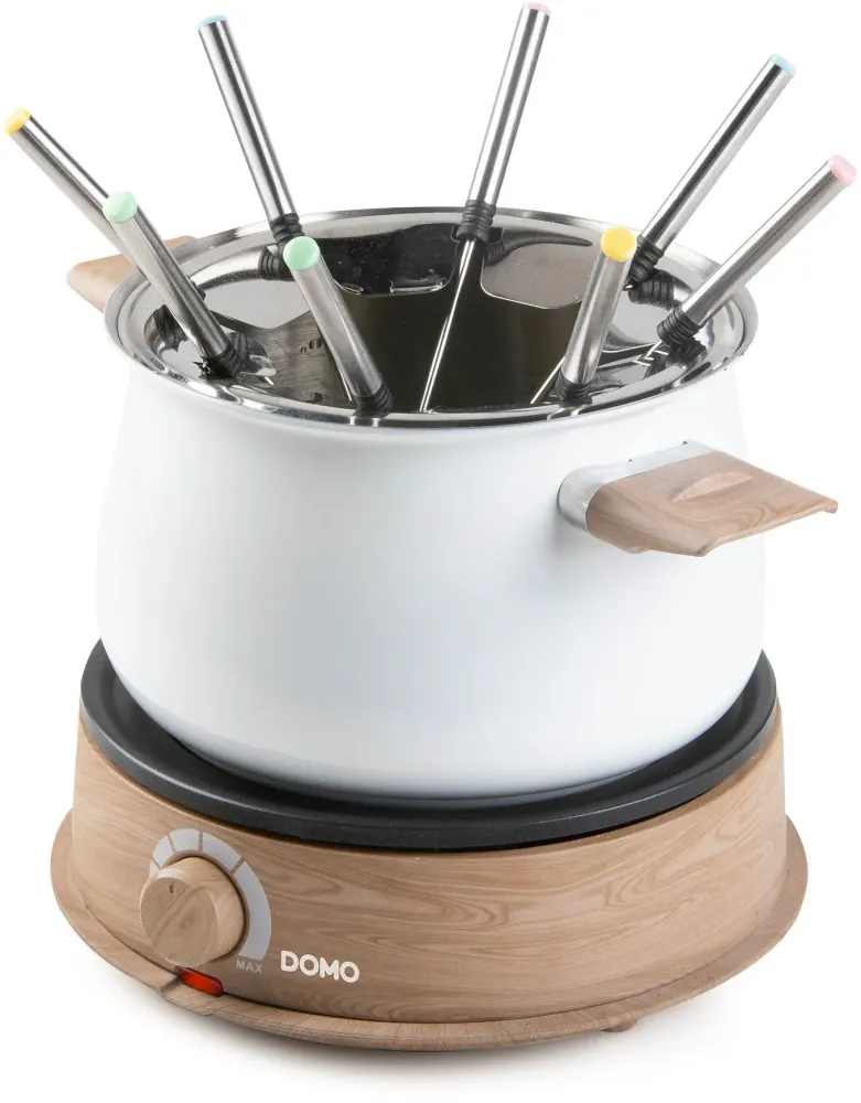 Appareil à fondue - DOMO - DO736F - 1500 W - 2 L - 8 personnes - Blanc/Bois