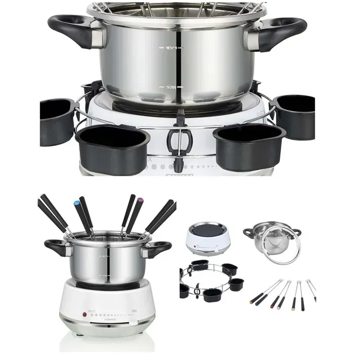 Appareil à fondue électrique - LIVOO - 2 L - 1200 W - 8 personnes - Anneau tournant 6 coupelles