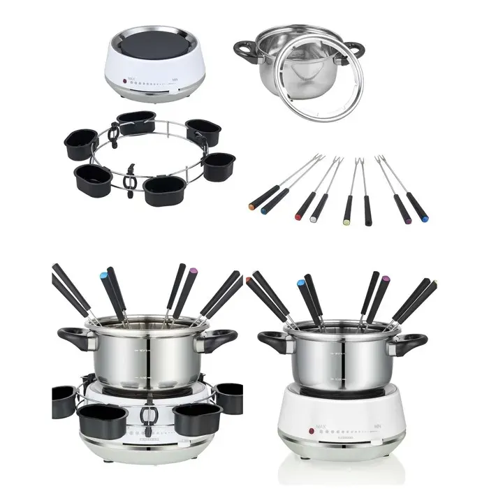 Appareil à fondue électrique - MELISSA - 2L - 1200W - Acier inoxydable - 8 personnes