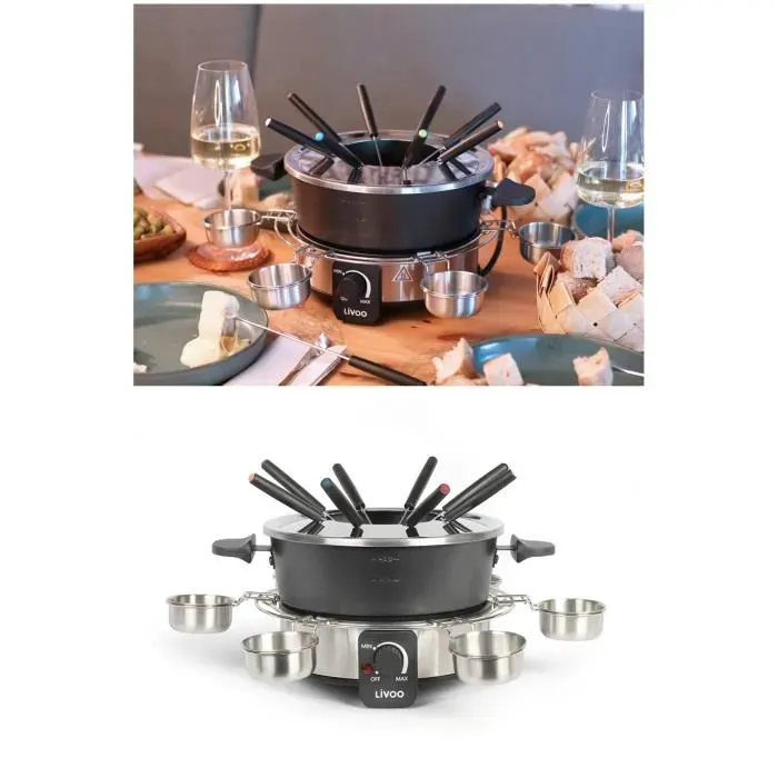 Appareil à fondue - LIVOO - 8 Personnes - 18 L - Thermostat ajustable - Acier inoxydable