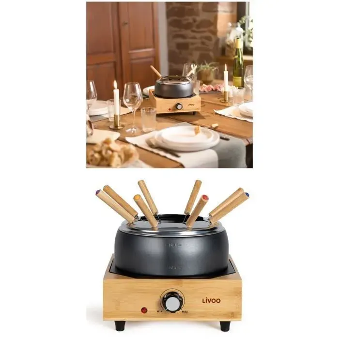 Appareil à Fondue - LIVOO - 8 Personnes - 800W - 2L - Thermostat réglable