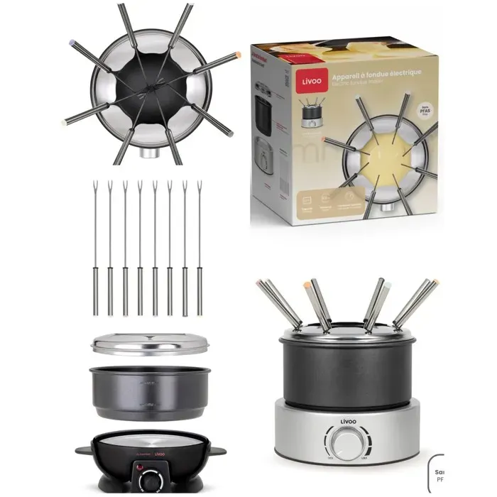 Appareil à fondue - LIVOO - 800W - 2.4L - 8 personnes - Thermostat réglable