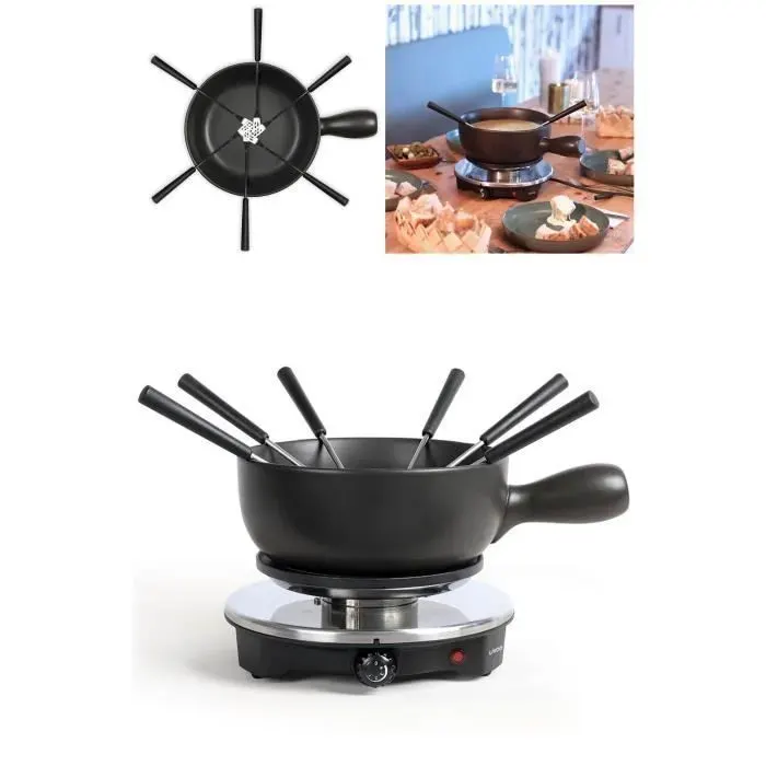 Appareil à fondue - LIVOO - Modèle 26L - Acier inoxydable - Thermostat ajustable - 6 personnes