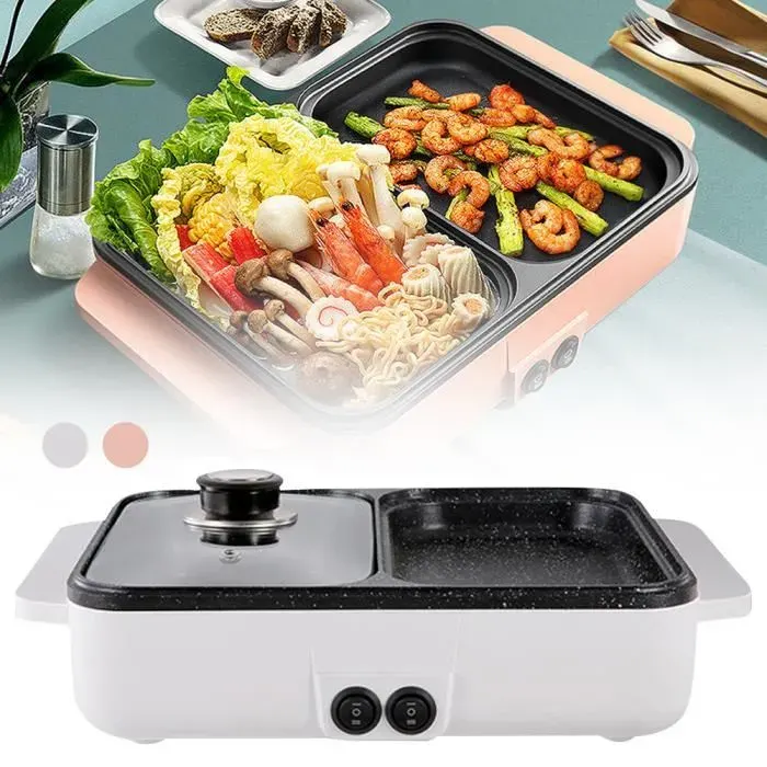 Appareil à fondue - MOOHOP - 1200W - 2 en 1 - Contrôle de température - Revêtement antiadhésif