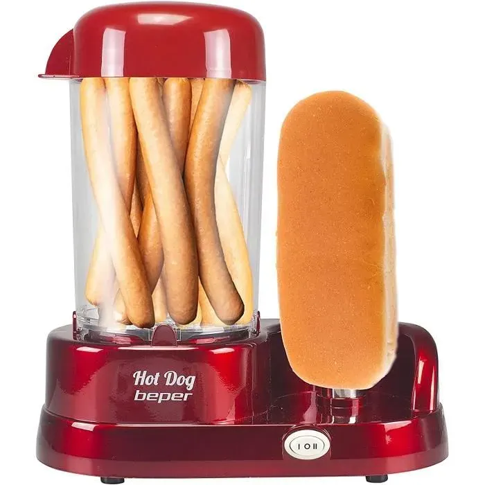 Appareil à hot dog - BEPER - P101CUD501 - Cuisson à la vapeur - Nettoyage facile - Rouge