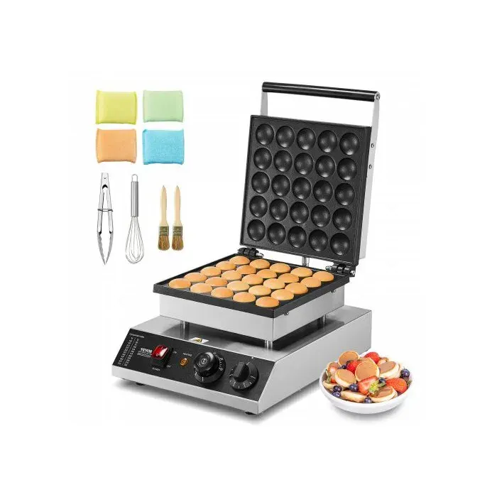 Appareil à Pancake 25PCs 43 mm Crêpière Commerciale 1700 W Appareil à Poffertjes Dorayaki en Acier Inoxydable Antiadhésif