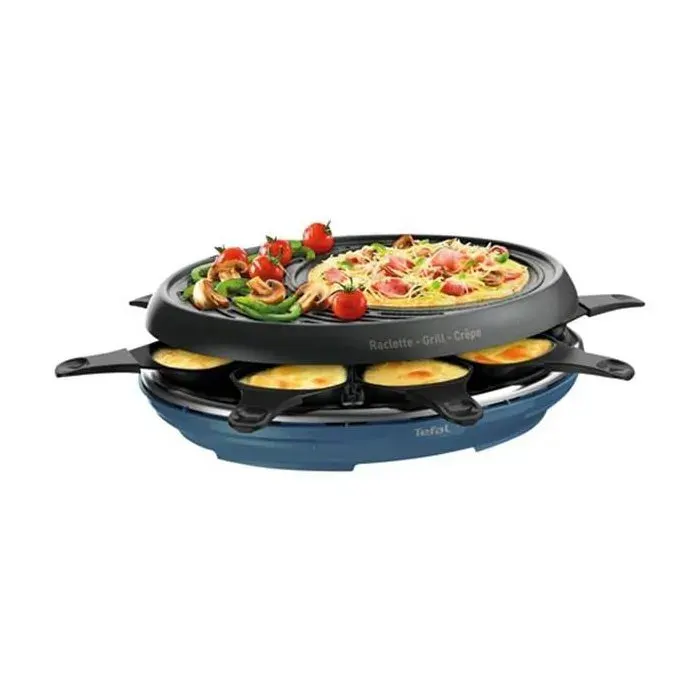Appareil à raclette 3-en-1 - TEFAL - Colormania - 8 personnes - 1050 W - Bleu acier