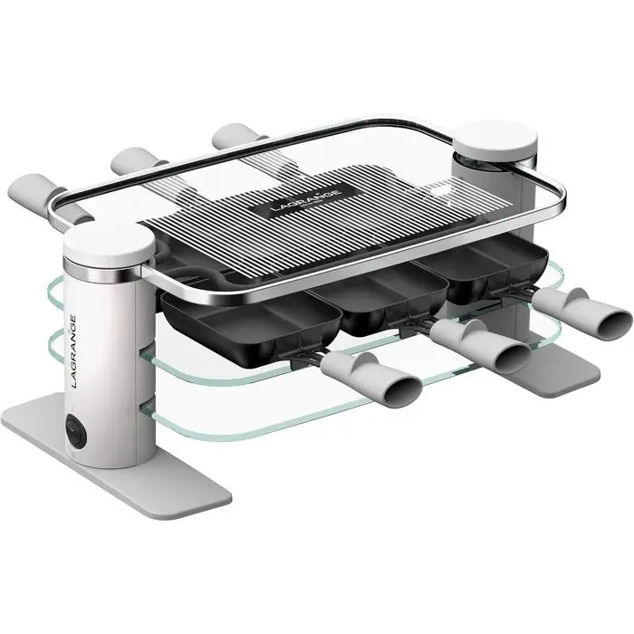 Appareil À Raclette 6 Personnes 750 W Plateaux Verre Plateau Supérieur Démontable Pour Nettoyage Simplifié Repose Poêlon[AA222]