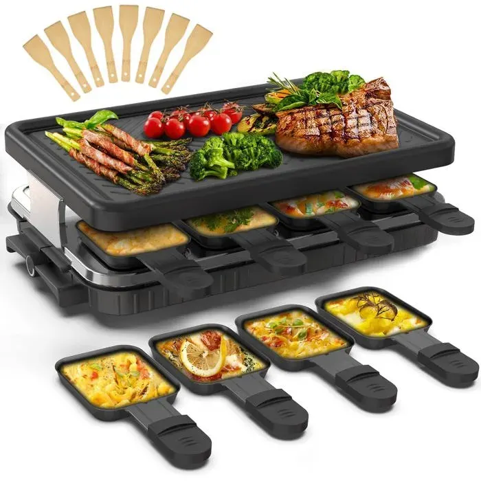 Appareil À Raclette 8 Personnes 8 Poêlons Antiadhésifs 1300 W[AA390]