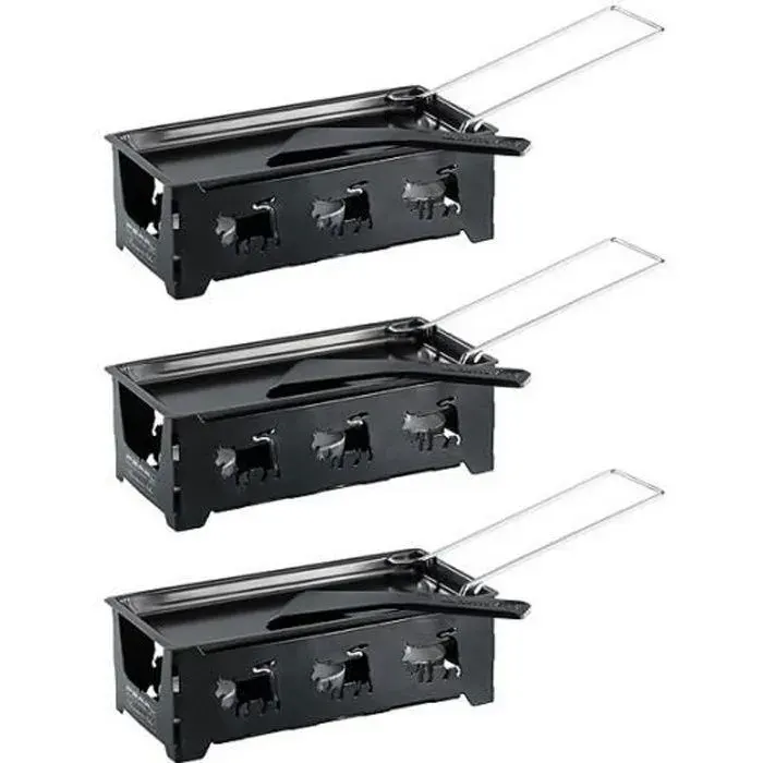 Appareil à raclette à bougie - keeper - Pour 2 personnes - Motif vaches - 3 appareils - 3 bougies incluses