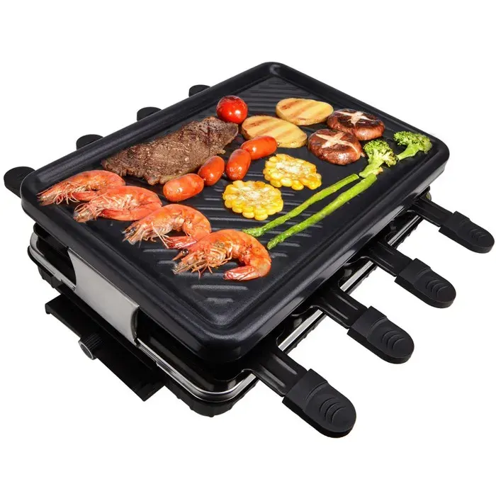 Appareil à raclette et barbecue coréen 8 pers plaque antiadhésive amovible température réglable nettoyage au lave-vaisselle
