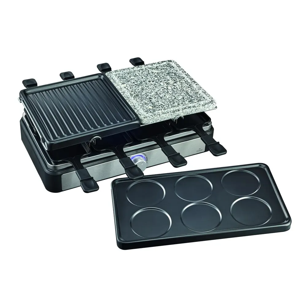 Appareil à raclette, grill, crêpière et pierre à griller pour 8 personnes HRG8P1400-25 CARREFOUR HOME