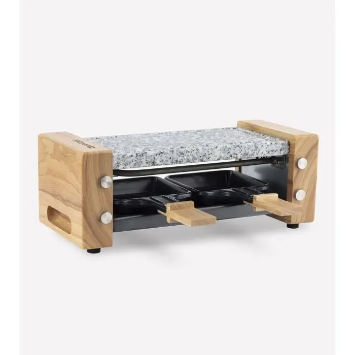 Appareil à raclette HKOENIG - WOD2 - Jusquà 2 personnes - Pierre à cuire - Design Bois - 350W