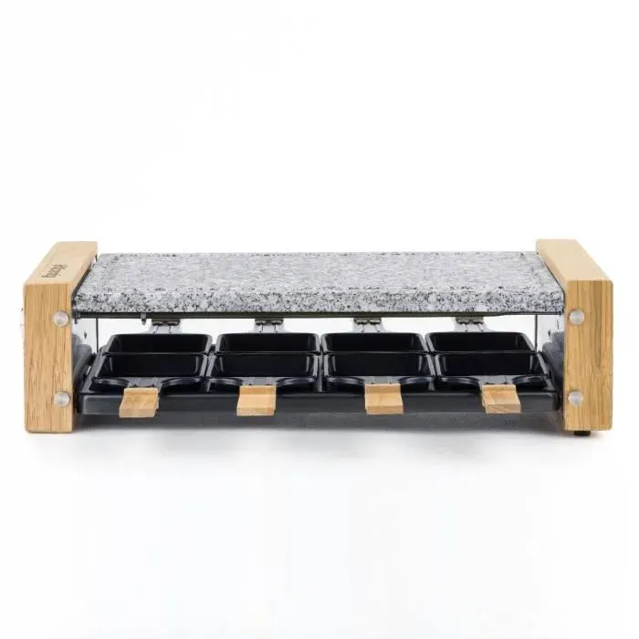 Appareil à raclette HKOENIG - WOD8 - Jusquà 8 personnes - Pierre à cuire - Design Bois - 1200W