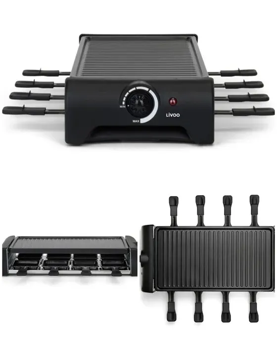 Appareil à Raclette - HQ - 1300W - 8 Personnes - Revêtement Antiadhésif - Plateau Amovible