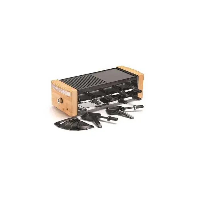 Appareil à raclette - KITCHEN CHEF - KC.WOOD-LUX8 - 1200 W - 8 personnes - Design en bambou