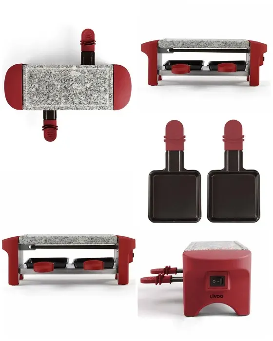 Appareil à raclette - LIVOO - 2 personnes - 350W - Pieds antidérapants - Plateau en granite