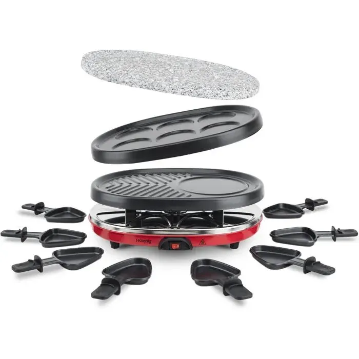 Appareil À Raclette Multifonction 8 Personnes Professionnel Rp412 Pierre Naturelle 6 Mini Crêpes Pancakes Grill