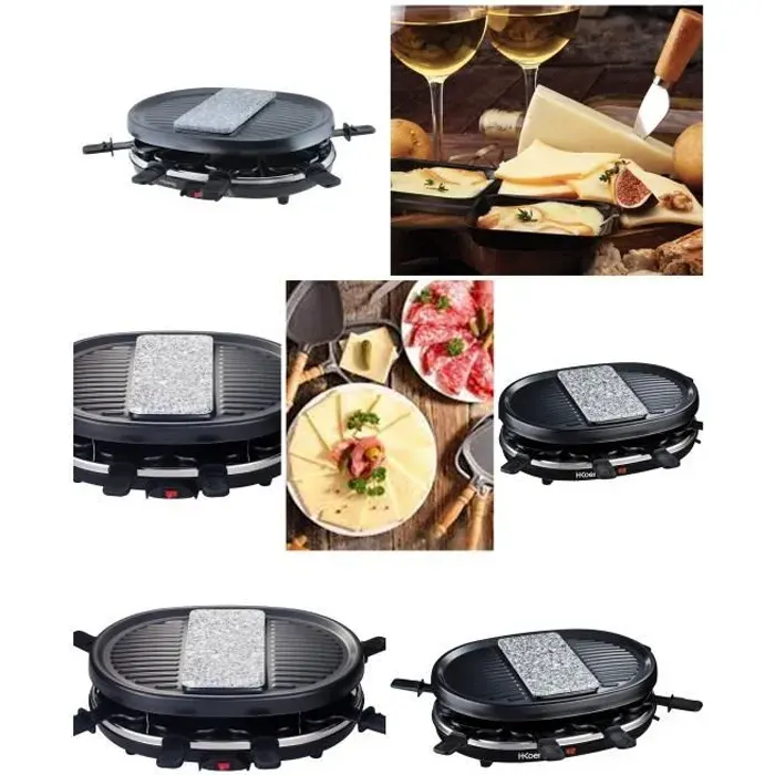 Appareil à raclette + pierre à cuire GRANIT + Grill pour 8 personnes