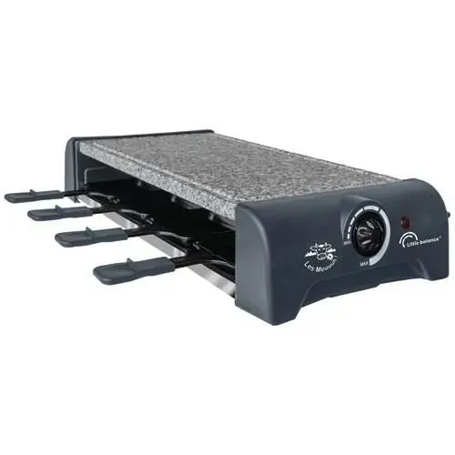 Appareil à raclette/pierre - LITTLE BALANCE - 8 personnes - Les Meuuuh - 1300W - Pierre en granit - Gris poivre