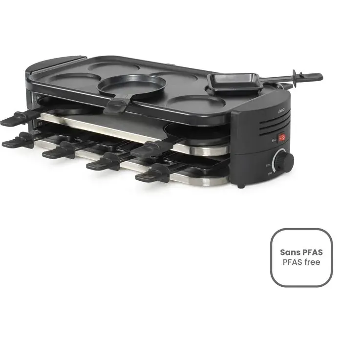 Appareil à raclette pizzas et crêpes 8 personnes - Livoo - DOC337