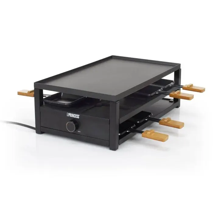 Appareil à raclette - Princess - 162655 - 8 personnes - 1300 Watt - Acier noir