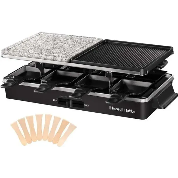 Appareil à raclette RUSSELL HOBBS - 26280-56 - Jusquà 8 personnes - Pierre de Cuisson - Grill Réversible - 1400W