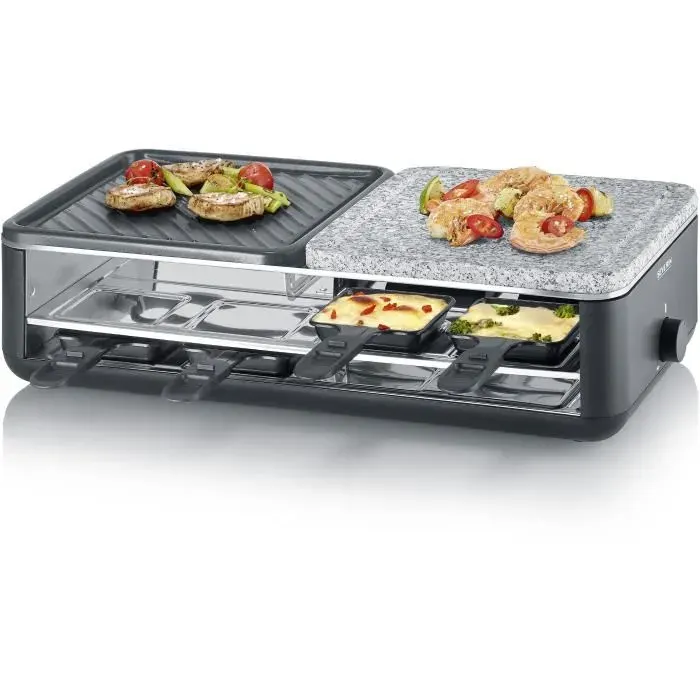 Appareil à raclette SEVERIN - RG2366 - Jusquà 8 personnes - Pierre naturelle et plaque de cuisson réversible - 1300W