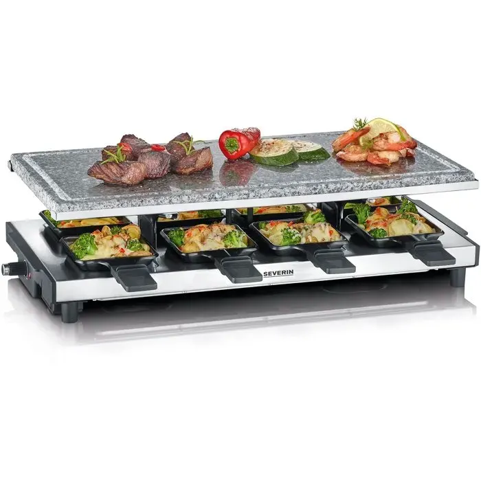 Appareil à raclette - SEVERIN - RG2374 - 8 personnes - Revêtement anti-adhésif - 1500 W - Noir